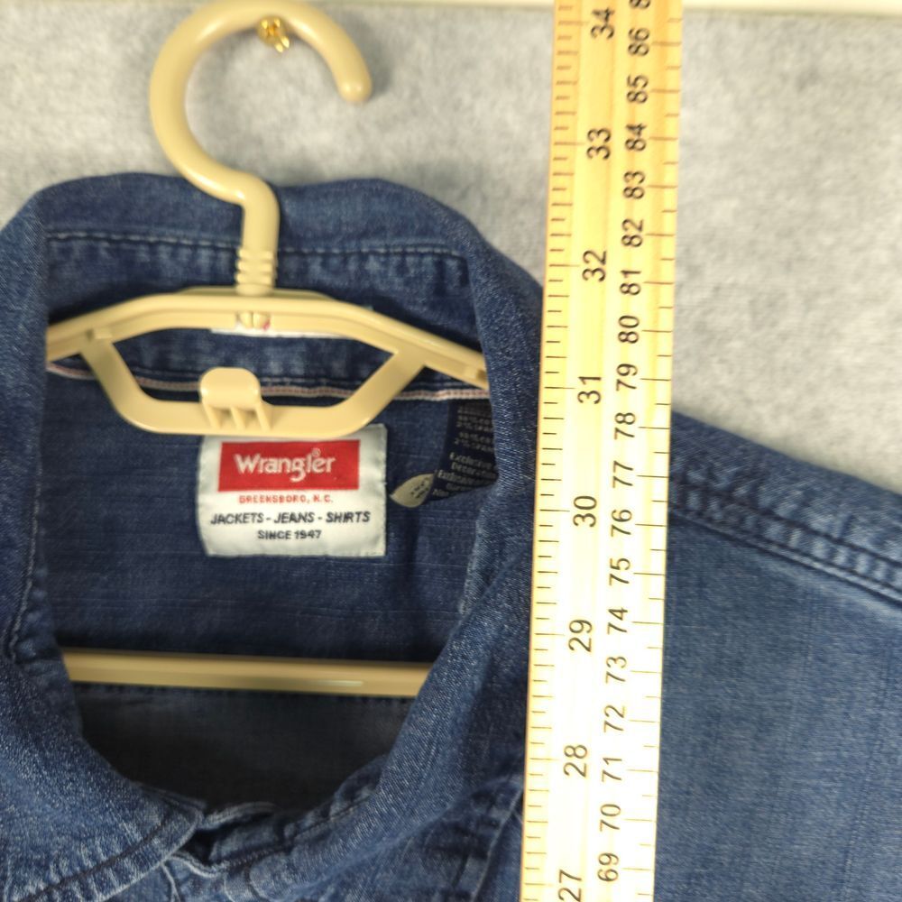 Wrangler Classic Denim Western Pearl Snap Button Down Shirt Medium Wash 3XL - Picture 4 of 5